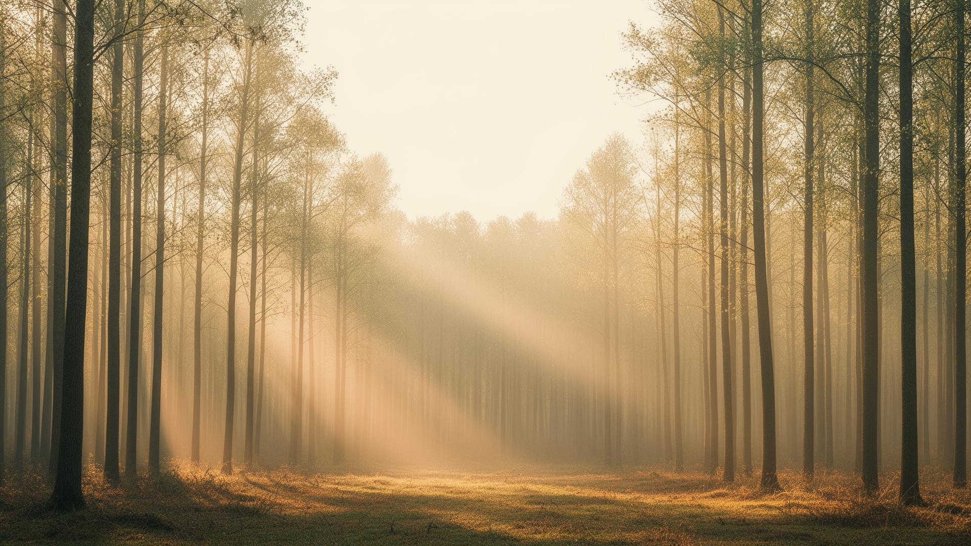Bosque contemplativo con luz natural — el cierre del camino HÁBITU