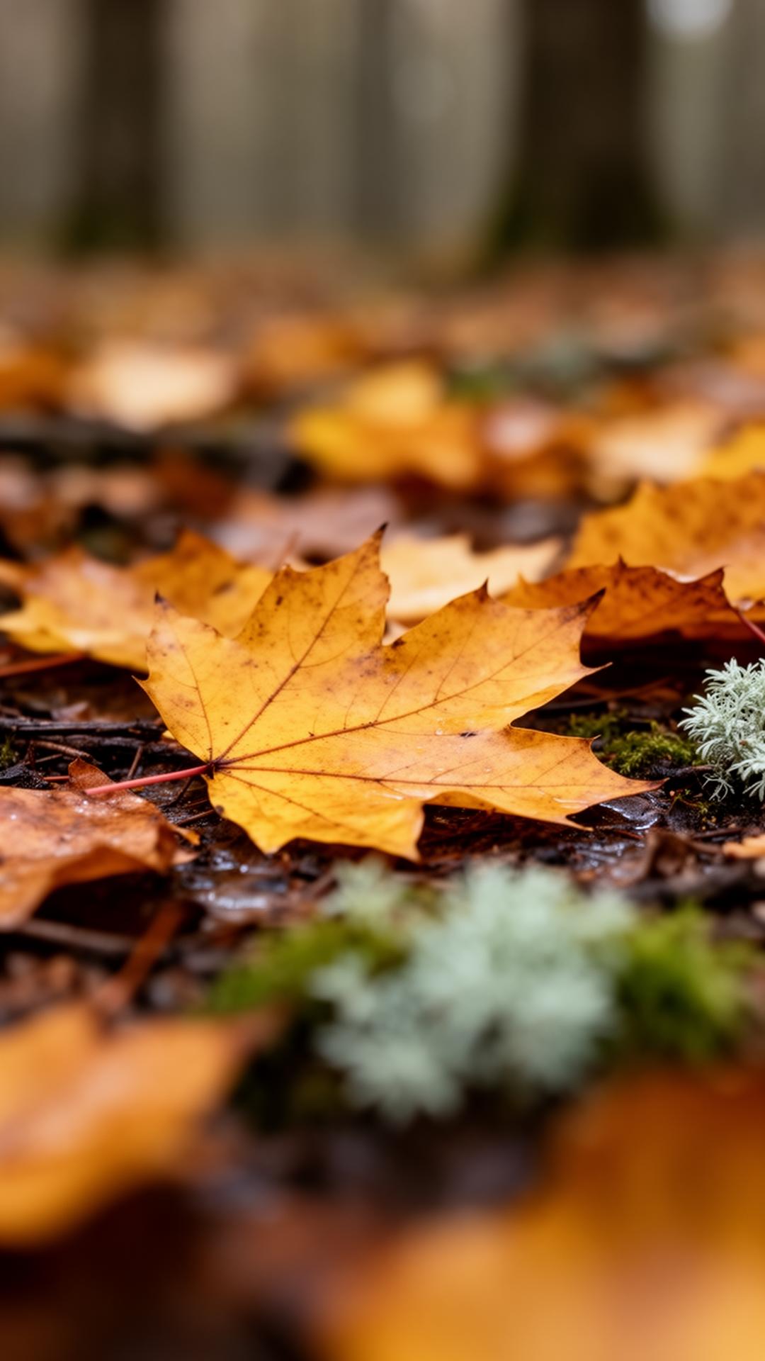 Detalle natural de hojas y musgo — la pausa contemplativa de HÁBITU
